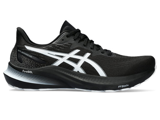 Men's Asics GT-2000 12, Black/White, 9 D Medium