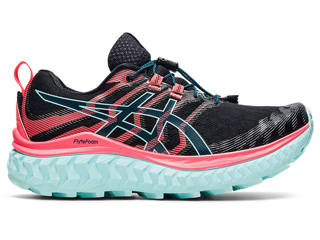 Women's Asics Trabuco Max, Black/Blazing Coral, 7.5 B Medium