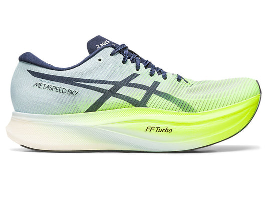 Men's Asics Metaspeed Sky+, Hazard Green/Sky, 9.5 D Medium