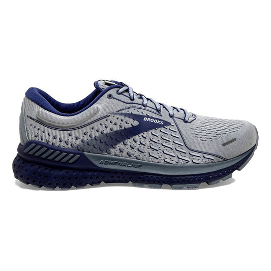 Men's Brooks Adrenaline GTS 21, Grey/Tradewinds/Deep Cobalt, 9.5 2E Wide