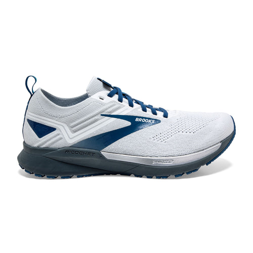 Men's Brooks Ricochet 3, White/Grey/Blue, 10.5 D Medium