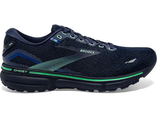 Men's Brooks Ghost 15, Crown Blue/Black/Green, 8 D Medium