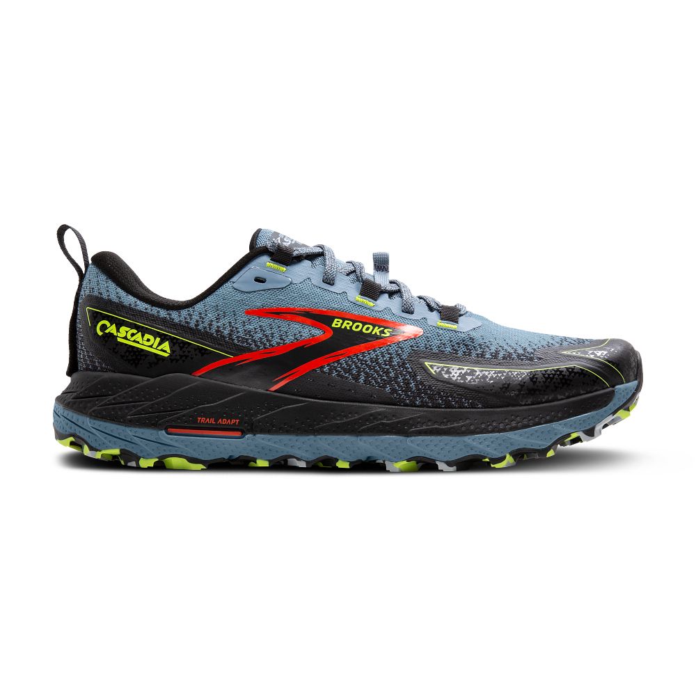 Men's Brooks Cascadia 18, Citadel/Ebony/Lime, 12.5 D Medium