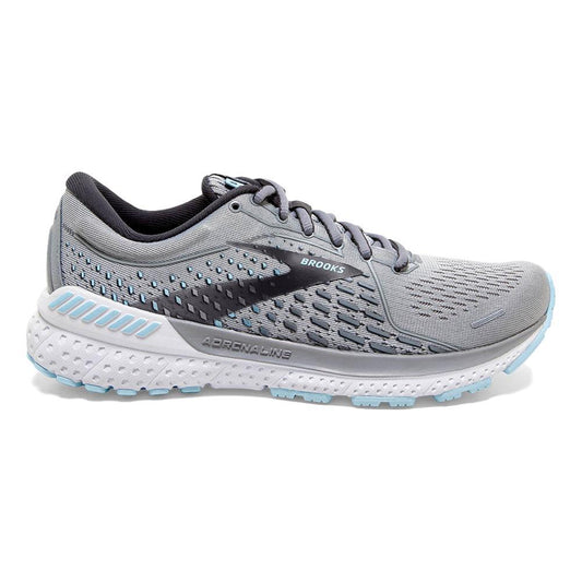 Women's Brooks Adrenaline GTS 21, Grey/Light Blue, 6 B Medium