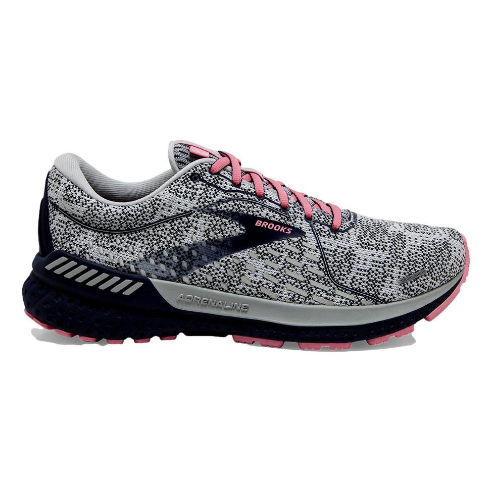 Women's Brooks Adrenaline GTS 21, White/Peacoat/Coral, 9.5 B Medium