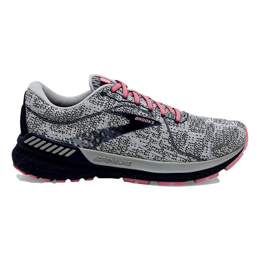 Women's Brooks Adrenaline GTS 21, White/Peacoat/Coral, 7.5 B Medium