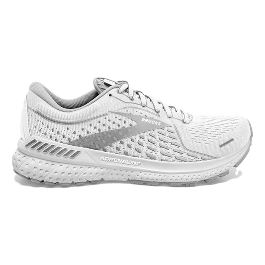 Women's Brooks Adrenaline GTS 21, White/Grey/Silver, 8.5 D Wide
