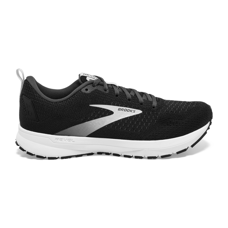 Women's Brooks Revel 4, Black/Oyster/Silver, 7 B Medium