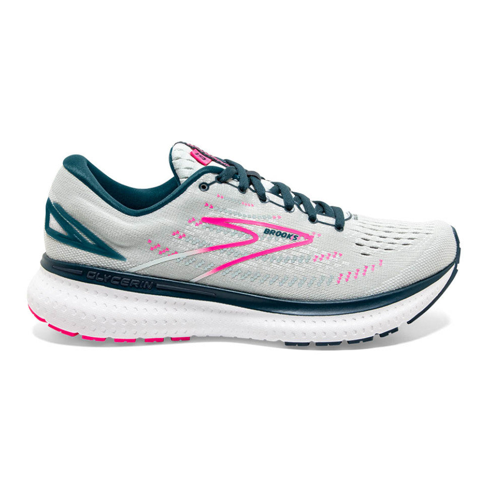 Women's Brooks Glycerin 19, Ice Flow/Navy/Pink, 5.5 B Medium