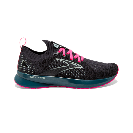 Women's Brooks Levitate Stealthfit 5, Black/Blue/Pink, 9 B Medium