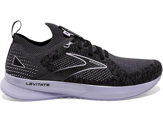 Women's Brooks Levitate StealthFit 5, Black/Ebony/Lilac, 9 B Medium