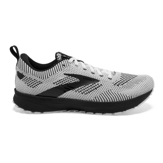 Women's Brooks Revel 5, White/Black, 10 B Medium