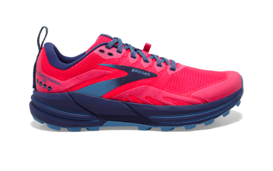 Women's Brooks Cascadia 16, Pink/Flambe/Cobalt, 11.5 B Medium