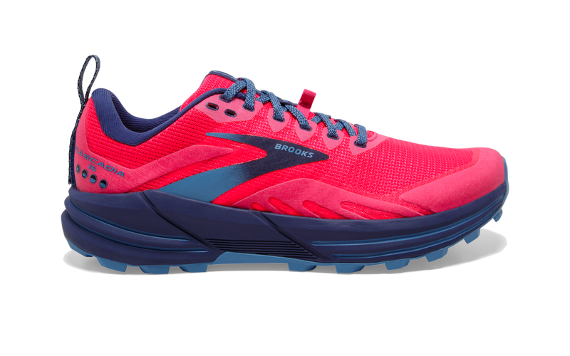 Women's Brooks Cascadia 16, Pink/Flambe/Cobalt, 7 B Medium