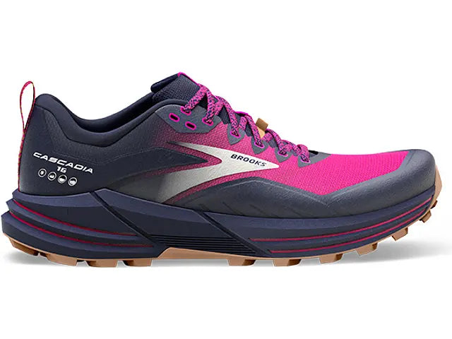 Women's Brooks Cascadia 16, Peacoat/Pink/Biscuit, 11 B Medium