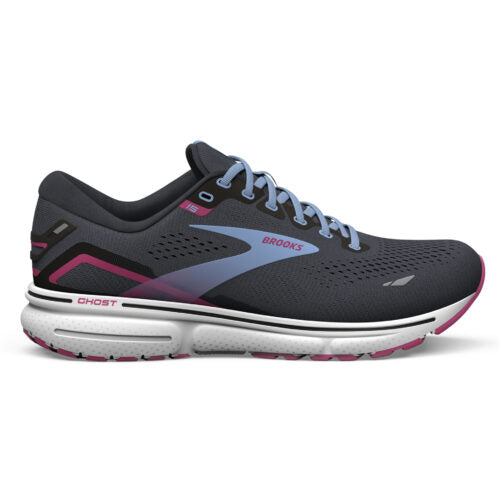 Women's Brooks Ghost 15, Ebony/Open Air/Lilac Rose, 8.5 B Medium