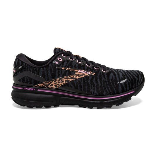 Women's Brooks Ghost 15, Black/Spring Crocus/Sunburn, 6.5 B Medium
