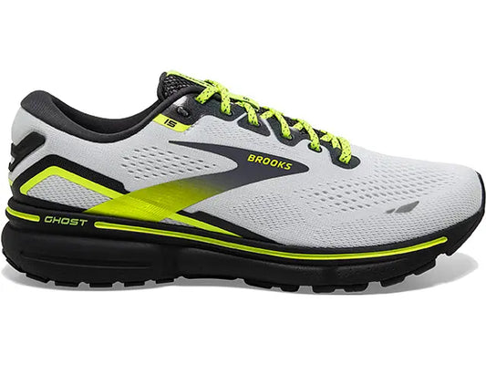 Women's Brooks Ghost 15, White/Ebony/Nightlife, 9 B Medium