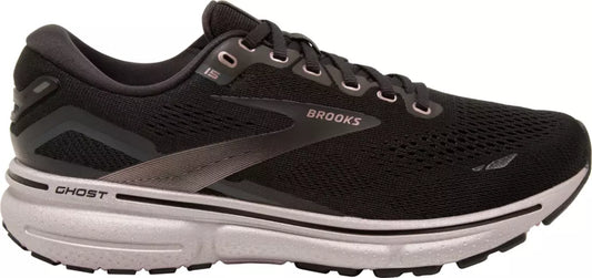 Women's Brooks Ghost 15, Black/Rose Gold, 11.5 B Medium