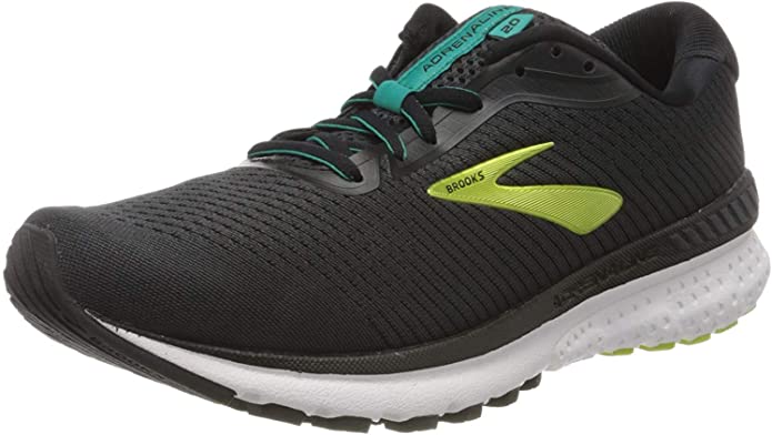 Men's Brooks Adrenaline GTS 20, Black/Lime/Blue Grass, 11 D Medium