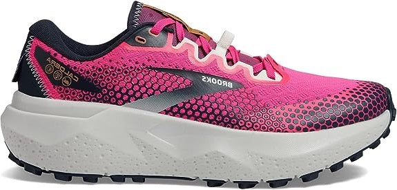 Women's Brooks Caldera 6, Pink Glo/Peacoat/Marshmallow, 8.5 B Medium