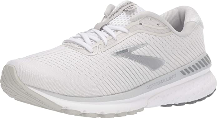 Women's Brooks Adrenaline GTS 20, White/Grey/Silver, 10.5 B Medium