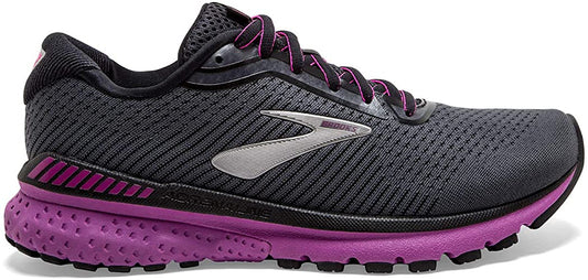 Women's Brooks Adrenaline GTS 20, Ebony/Black/Hollyhock, 10.5 B Medium