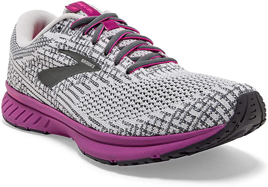 Women's Brooks Revel 3, Grey/Primer/Hollyhock, 8 B Medium