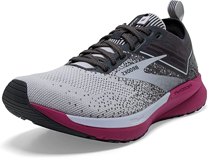 Women's Brooks Ricochet 3, Grey/Lavender/Baton Rouge, 10 B Medium