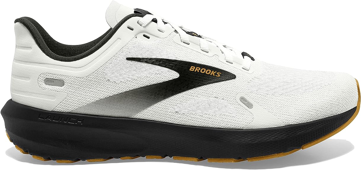 Men's Brooks Launch 9, White/Black/Tan, 9.5 D Medium