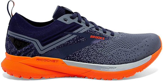 Men's Brooks Ricochet 3, Navy/Grey/Scarlet, 13 D Medium