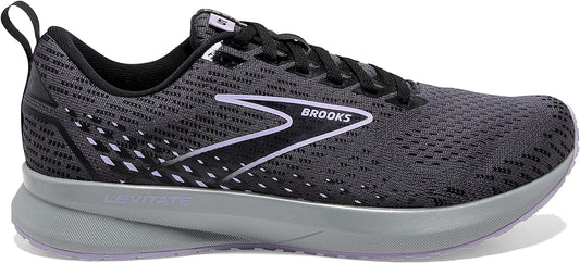 Women's Brooks Levitate 5, Ebony/Black/Lilac, 9 B Medium