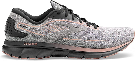 Women's Brooks Trace 2, Grey/Blackened Pearl/Peach, 9 B Medium