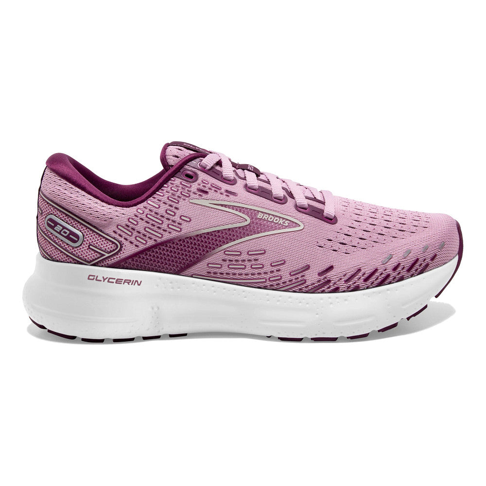 Women's Brooks Glycerin 20, Mauve/Grape Wine/Grey, 9.5 B Medium