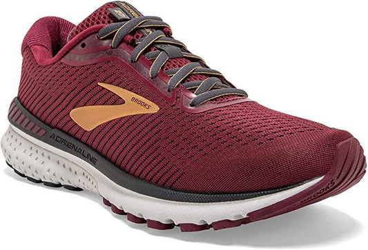 Women's Brooks Adrenaline GTS 20, Red/Gold/Ebony, 10.5 B Medium