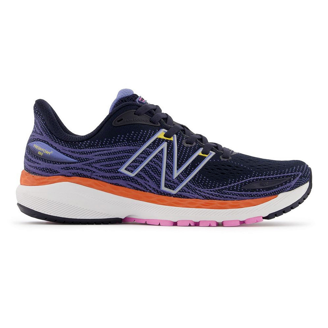 Women's New Balance Fresh Foam X 860v12, Eclipse/Night Sky/Vibrant Orange, 6.5 D Wide