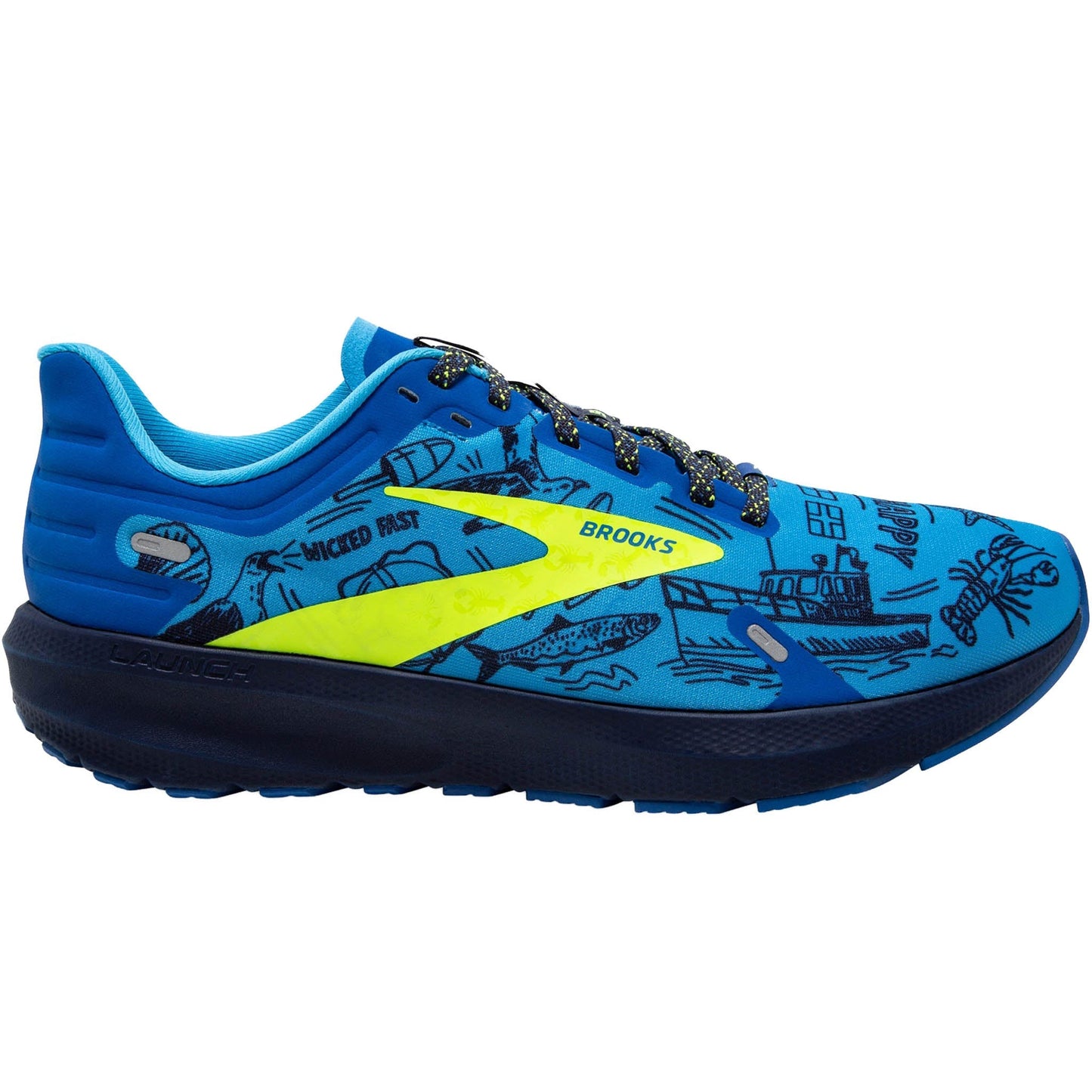 Women's Brooks Launch 9, Nautical Blue/Nightlife/Peacoat, 8 B Medium