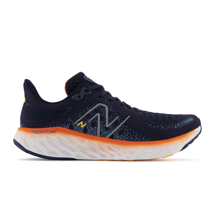 Men's New Balance Fresh Foam X 1080v12, Eclipse/Vibrant Orange/Spring Tide, 12 2E Wide