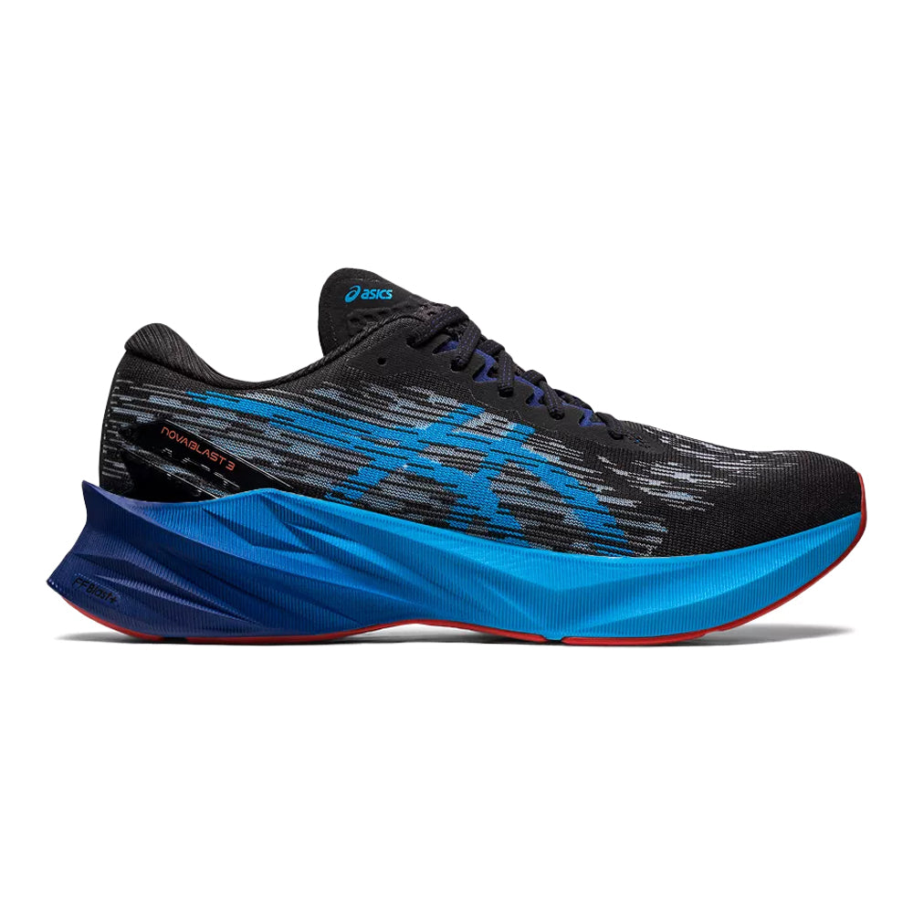 Men's Asics Novablast 3, Black/Island Blue, 9 D Medium