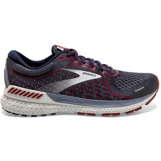 Men's Brooks Adrenaline GTS 21, Peacoat/Grey/Red, 10 D Medium