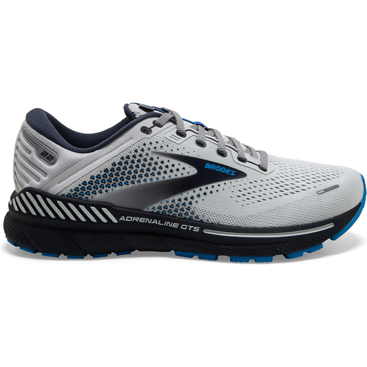 Men's Brooks Adrenaline GTS 22, Oyster/India Ink/Blue, 11 2E Wide