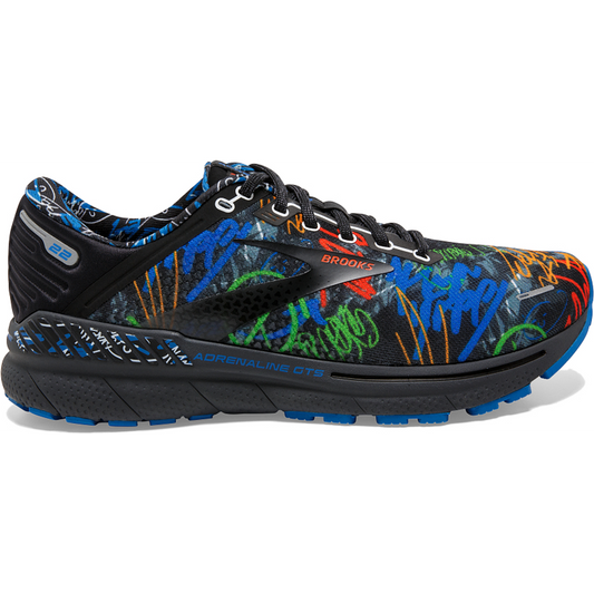 Men's Brooks Adrenaline GTS 22, Black/Blue/Cherry Tomato, 13 D Medium