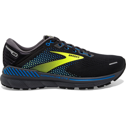 Men's Brooks Adrenaline GTS 22, Black/Blue/Nightlife, 14 D Medium