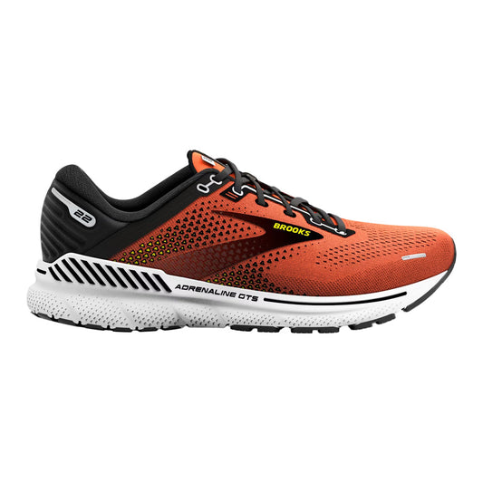 Men's Brooks Adrenaline GTS 22, Orange/Black/White, 12.5 D Medium