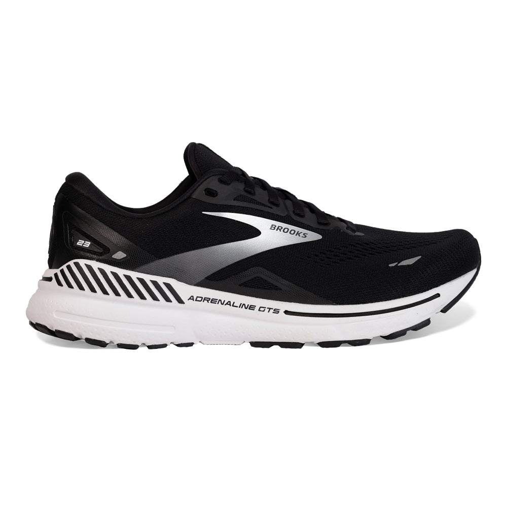 Men's Brooks Adrenaline GTS 23, Black/White/Silver, 11 D Medium