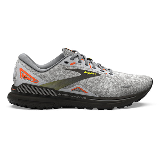 Men's Brooks Adrenaline GTS 23, Oyster/Black/Red Orange, 11 D Medium
