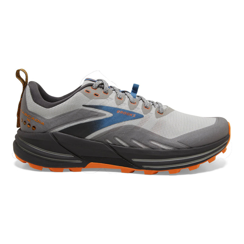 Men's Brooks Cascadia 16, Oyster Mushroom/Alloy/Orange, 8 D Medium