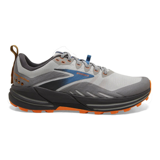 Men's Brooks Cascadia 16, Oyster Mushroom/Alloy/Orange, 9.5 D Medium