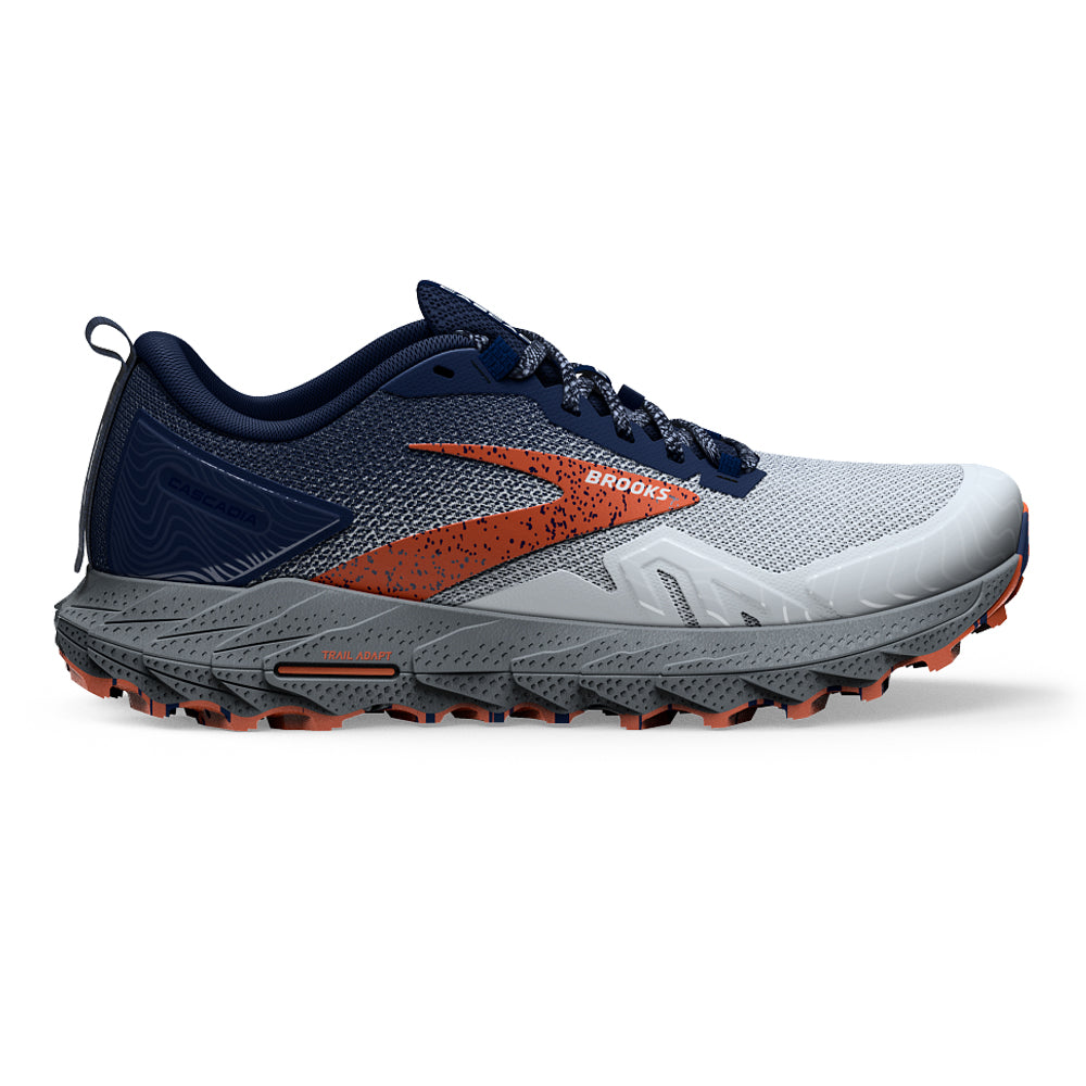 Men's Brooks Cascadia 17, Blue/Navy/Firecracker, 8.5 D Medium