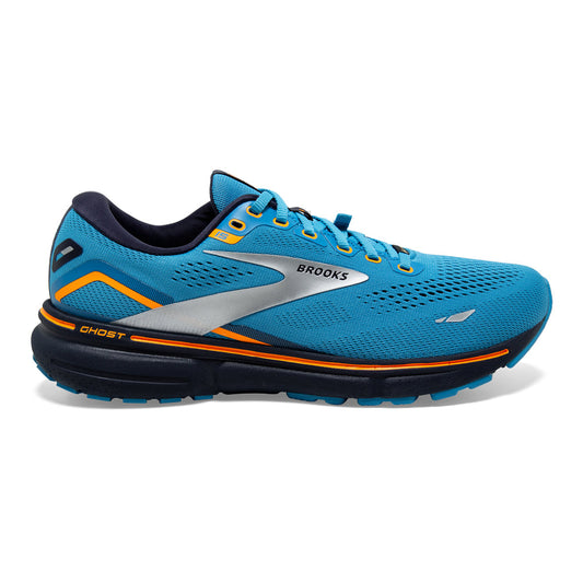 Men's Brooks Ghost 15 GTX, Blue/Peacoat/Orange, 11 D Medium